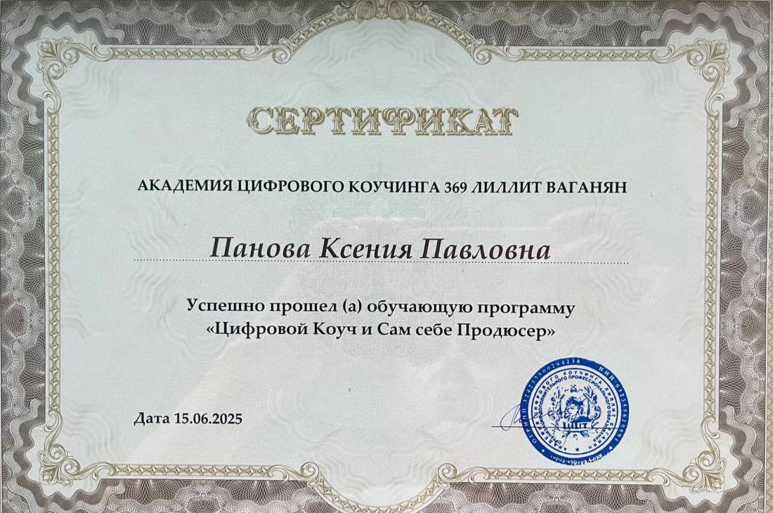 Сертификат Академии 369